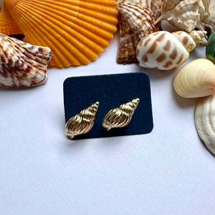 Conch Shell Gold Earrings